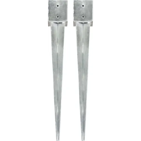 Grondpinnen 2 st 12x12x89 cm gegalvaniseerd staal zilverkleurig