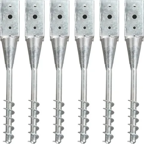 Grondpinnen 6 st 10x10x57 cm gegalvaniseerd staal zilverkleurig
