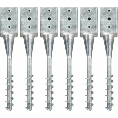 Grondpinnen 6 st 9x9x56 cm gegalvaniseerd staal zilverkleurig