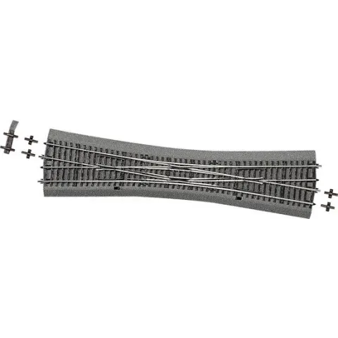 H0 RocoLine (met ballastbed) 42549 Engels wissel, Dubbel DKW10 voor handbediening 10 ° 345 mm