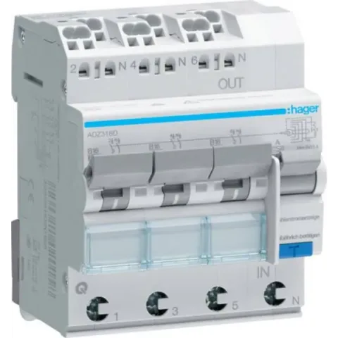 Hager ADZ316D Aardlekschakelaar 3-fasig 3-polig 16 A 0.03 A 230 V