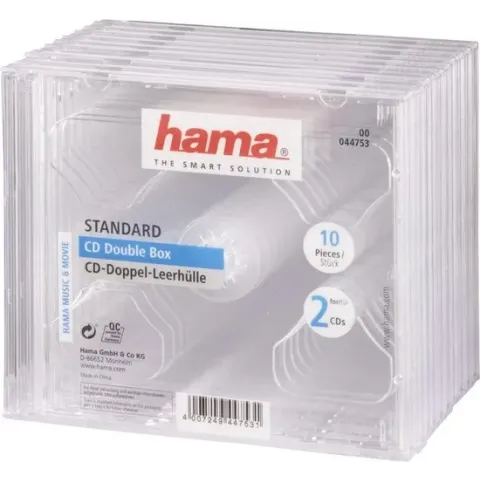 Hama 044753 CD Dubbel Box Transparant - 10 Stuks / Zwart