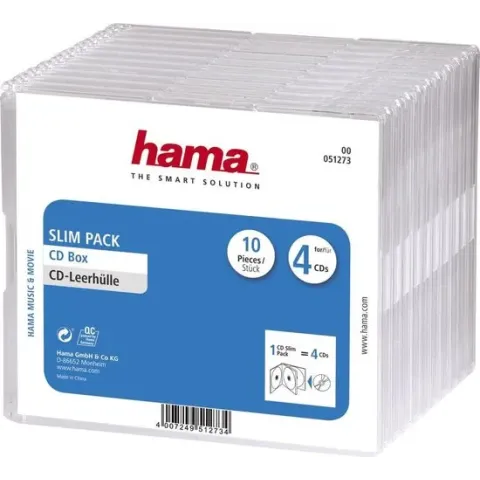 Hama 04751273 CD Slim Box - 4 x 10 pak / Transparant