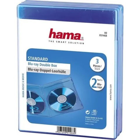 Hama 04751468 Blu-Ray Dubbelbox - 3 stuks / Blauw