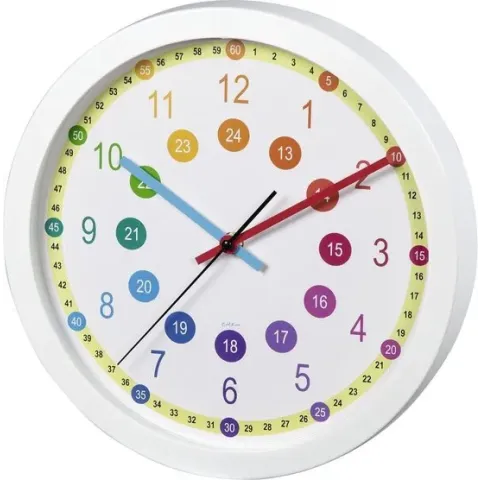 Hama Wandklok voor kinderen "Easy Learning", diameter 30 cm, geluidsarm