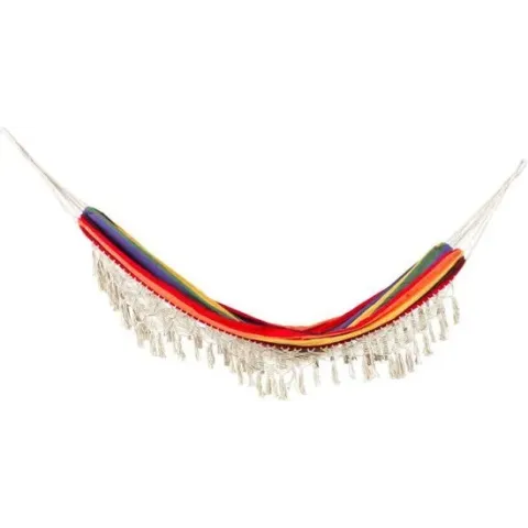 Hangmat met franjes / ibiza style / macramé / multi kleur / 90 x 200 cm / tuin / tuinaccessoires / zomer / lounge