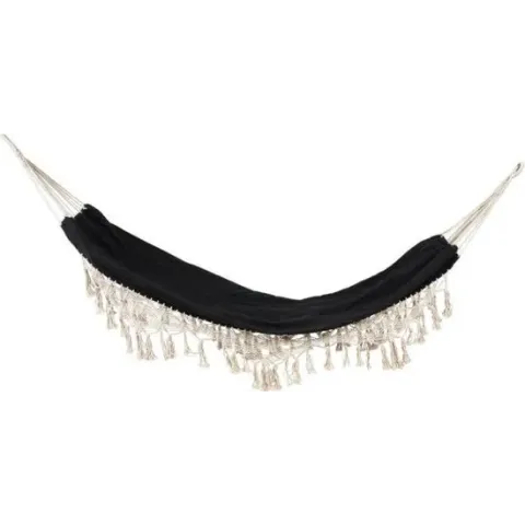 Hangmat met franjes / ibiza style / macramé / zwart / 90 x 200 cm / tuin / zomer / tuinaccessoires
