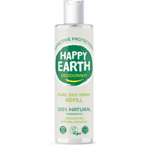 Happy Earth Pure Deodorant Spray Navulling Unscented 300 ml - 100% natuurlijk