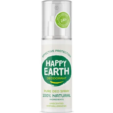 Happy Earth Pure Deodorant Spray Unscented 100 ml - 100% natuurlijk