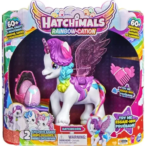 Hatchimals CollEGGtibles - Interactieve Hatchicorn-eenhoorn met slaande vleugels meer dan 60 lichtjes en geluiden en 2 unieke baby's