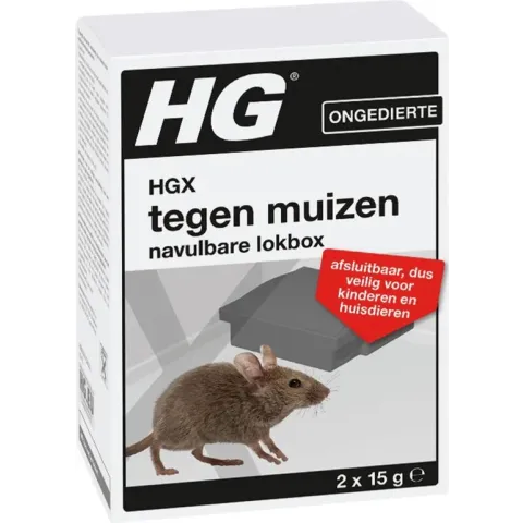 HGX tegen muizen navulbare lokbox - 2 x 15g - effectieve bestrijdingsmiddel