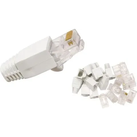 Hirschmann CAT 6 RJ 45+T/10 SHOP - RJ 45 connector CAT 6, met tule, wit, 10 st
