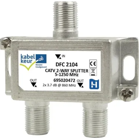 Hirschmann splitter DFC2104 SHOP met 2 uitgangen - 3,7 dB / 5-1250 MHz