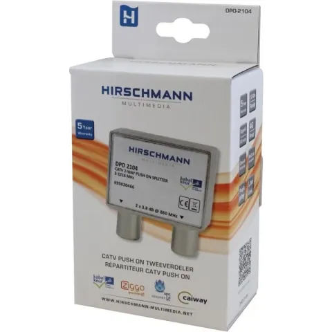 Hirschmann TV splitter DPO2104 met 2 uitgangen - 3,8 dB / 5-1218 MHz