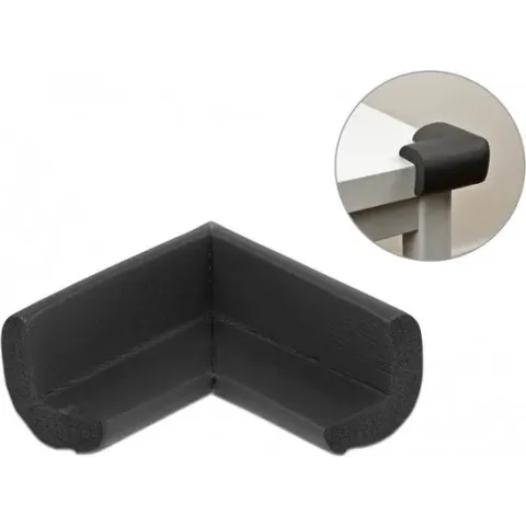 Hoekbeschermer met zelfklevend pad - 70 x 67 x 35 mm / zwart schuim