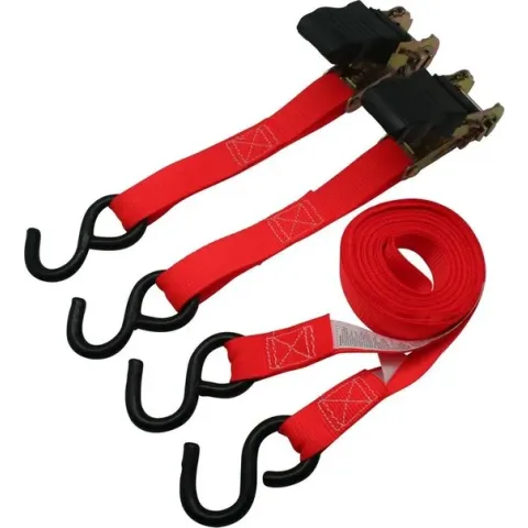 Hofftech Spanband Set met Ratel - Inclusief 2 Haken - Rood - 3.5 meter - 2 stuks