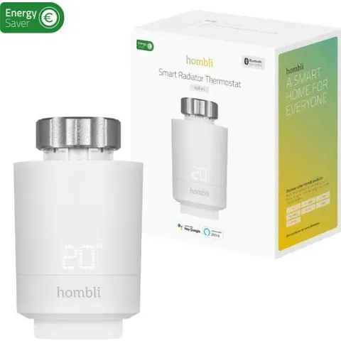 Hombli Smart Radiator Thermostat Add-on – Slimme radiatorknop – Thermostaatkraan – Bluetooth – Bediening via App - Open raam detectie – Verbruiksoverzicht – Spraakbesturing met Google, Alexa en Siri