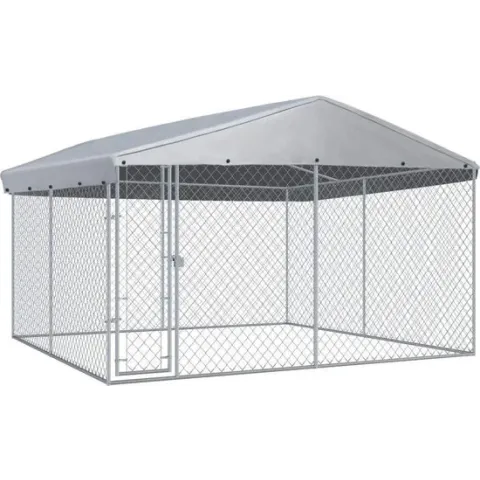 Hondenkennel voor buiten met dak 382x382x225 cm