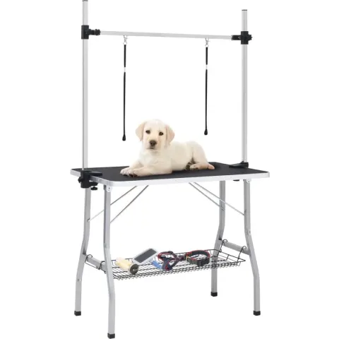 Hondentrimtafel verstelbaar met 2 lussen en opbergschap