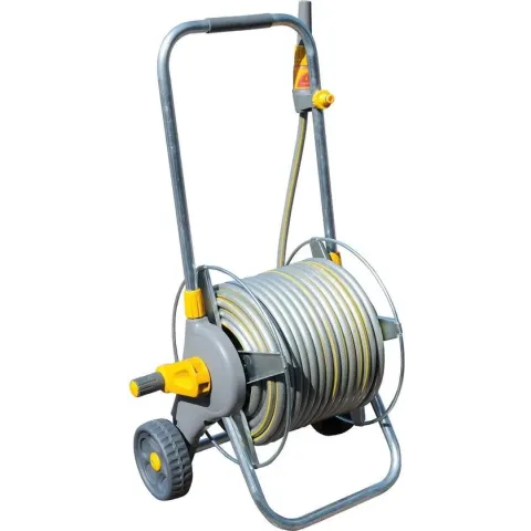 Hozelock Metalen slangenwagen voor 60 meter slang - inclusief 30 meter (Ø 12,5 mm) slang - met startset en tuinspuit