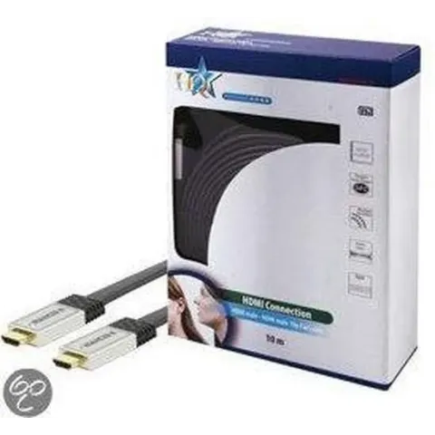HQ -1.3 High Speed HDMI platte kabel - 10 m - Zwart