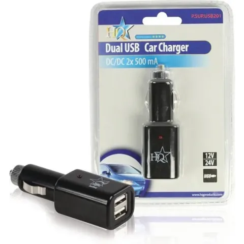 HQ - Dubbele USB Auto Lader - Zwart