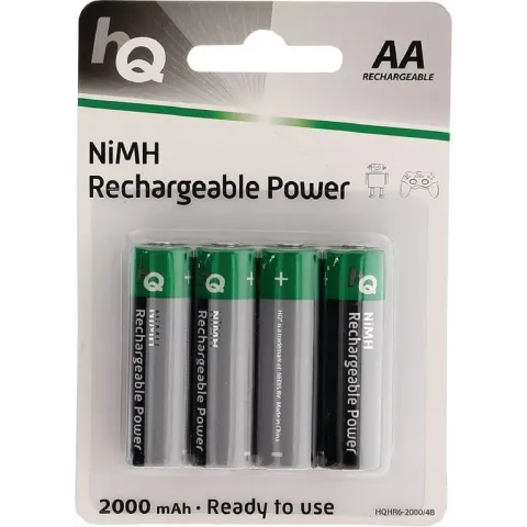 HQ, Oplaadbare NiMH AA Batterij 2000 mAh, blister 4 stuks