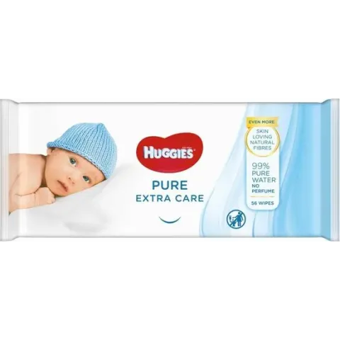 Huggies Baby Wipes Pure Extra Care 99% Water 56 Wipes