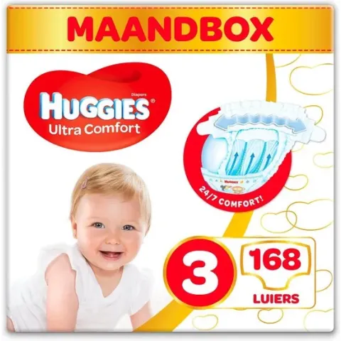 Huggies Ultra Comfort luiers - 4 tot 9 kg - Maat 3 - 168 stuks