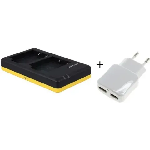 Huismerk Duo lader voor 2 camera accu's Fujifilm NP-W126 + handige 2 poorts USB 230V adapter