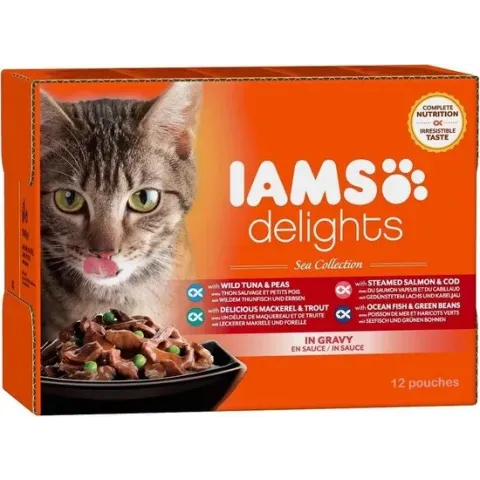 Iams cat delights multipack sea collection kattenvoer 12x85 gr