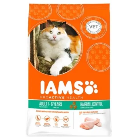 Iams Kat Adult Hairball Control Kip 10 kg