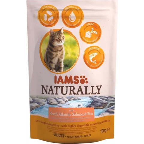 Iams Naturally Cat Adult Zalm&Rijst 700 g