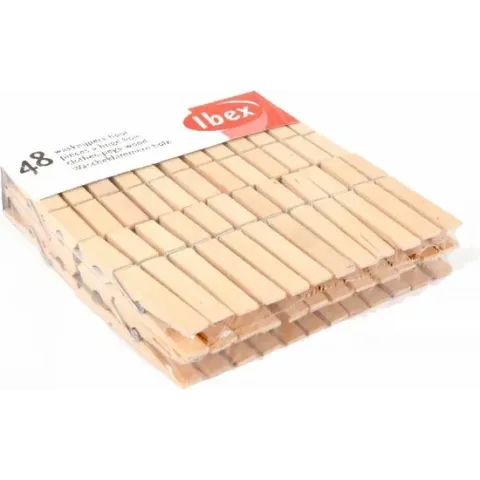 Ibex Wasknijpers - Hout - 48 stuks