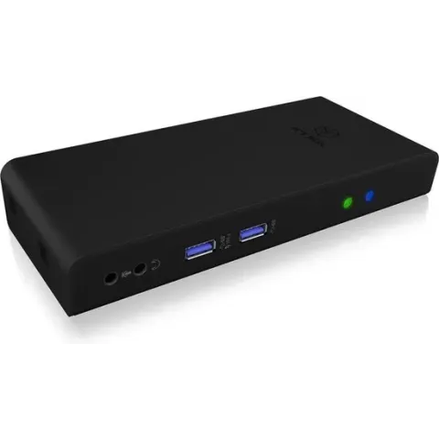ICY BOX IB-DK2251AC notebook dock & poortreplicator Bedraad Zwart