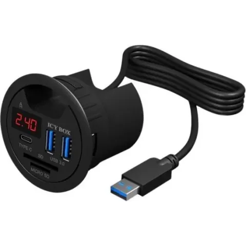 Icy Box IB-HUB1404 Kaartlezer Combo Usb-hub Usb 3.0 Zwart