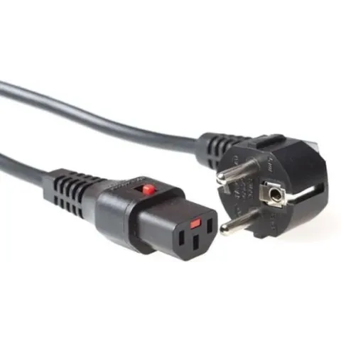 IEC Lock Apparaatsnoer met rechte C13 plug en haakse stekker - 3x 1,00mm / zwart - 1 meter