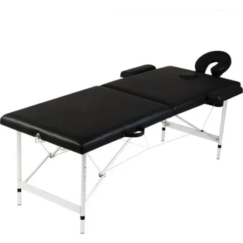 Inklapbare massagetafel 2 zones met aluminium frame (zwart)