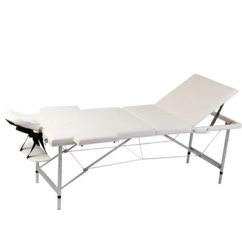 Inklapbare massagetafel 3 zones met aluminium frame (creme)