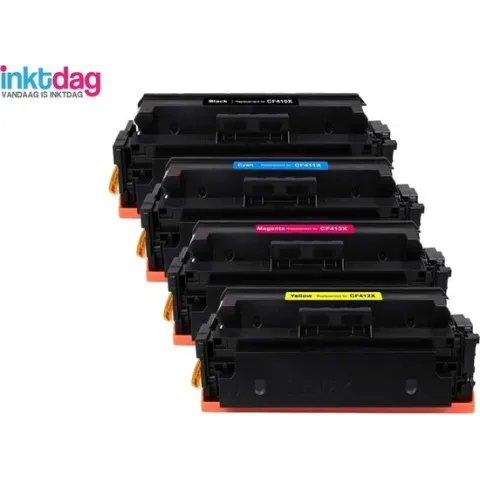 Inktdag toner cartridge voor HP 410X toner, HP CF410X, HP CF411X, HP CF412X, HP CF413X zwart + 3 kleuren (4 stucks) voor HP Color LaserJet M377 dw, M452 dn, M452 dw, M452 nw, M477 fdn, M477 fdw, M477 fnw,