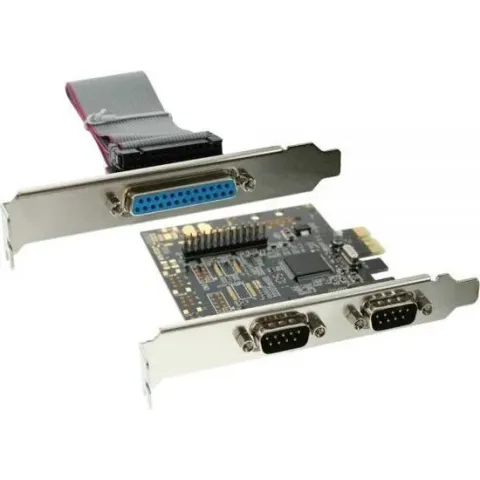 InLine seriële/parallelle PCI-Express kaart met 2 9-pins SUB-D en 1 25-pins SUB-D aansluitingen