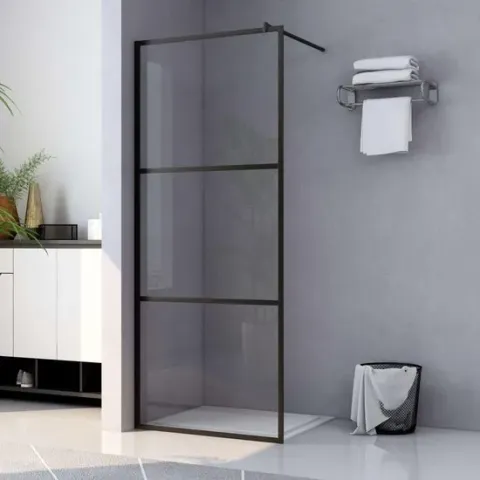 Inloopdouchewand transparant 80x195 cm ESG-glas zwart