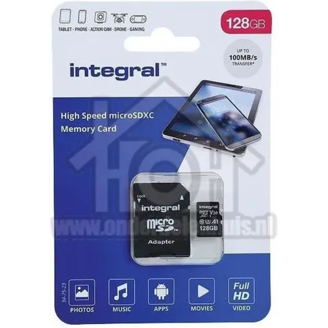 Integral Memory card High Speed, Class 10 (incl.SD adapter) Micro SDHC card 128GB 100MB/s