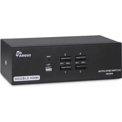 Inter-Tech AS-42HA HDMI KVM-switch Zwart