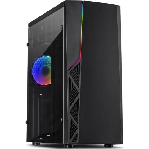 Inter-Tech B-02 RGB tower-behuizing 2x USB-A 2.0, USB-A 3.2 (5 Gbit/s), 2x Audio, Window-kit