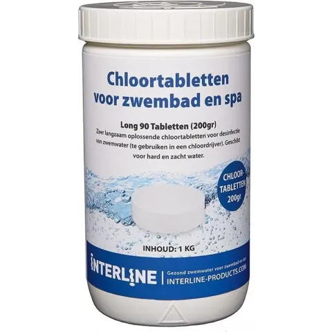 Interline Zwembad Interline chloortabletten - 200 grams, 1 kg/ grote xxl tabs