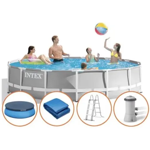 Intex Prism Frame zwembad - 427 x 107 cm - met filterpomp en accessoires