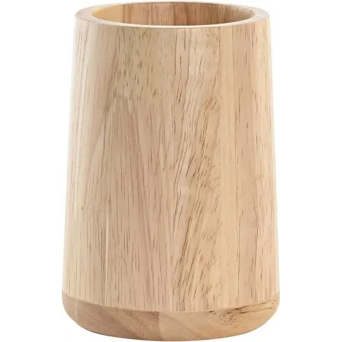 Items - Badkamer tandenborstel houder/beker - hout - beige - 8 x 11 cm