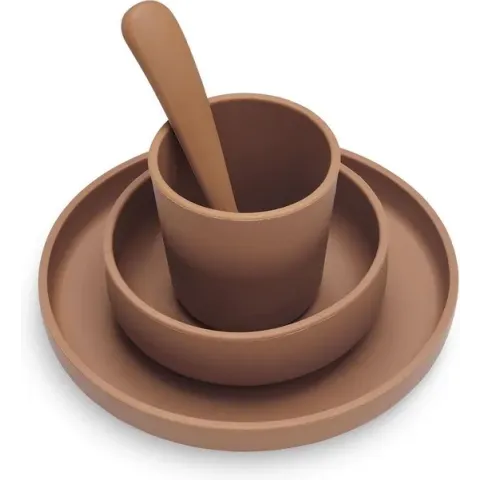 Jollein Dinerset siliconen  - Kinderserviesset 4-delig - Caramel