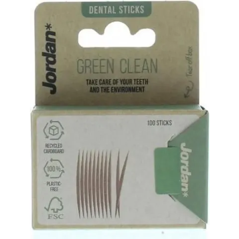 Jordan Green Clean Tandenstokers Dun 100 stuks